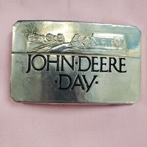 John Deere silver tone belt buckle Vintage 1988
